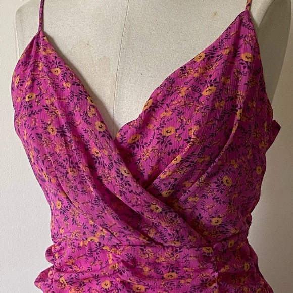 Nordstrom All in Favor Pink Ruched Floral Dress L - Picture 3 of 4